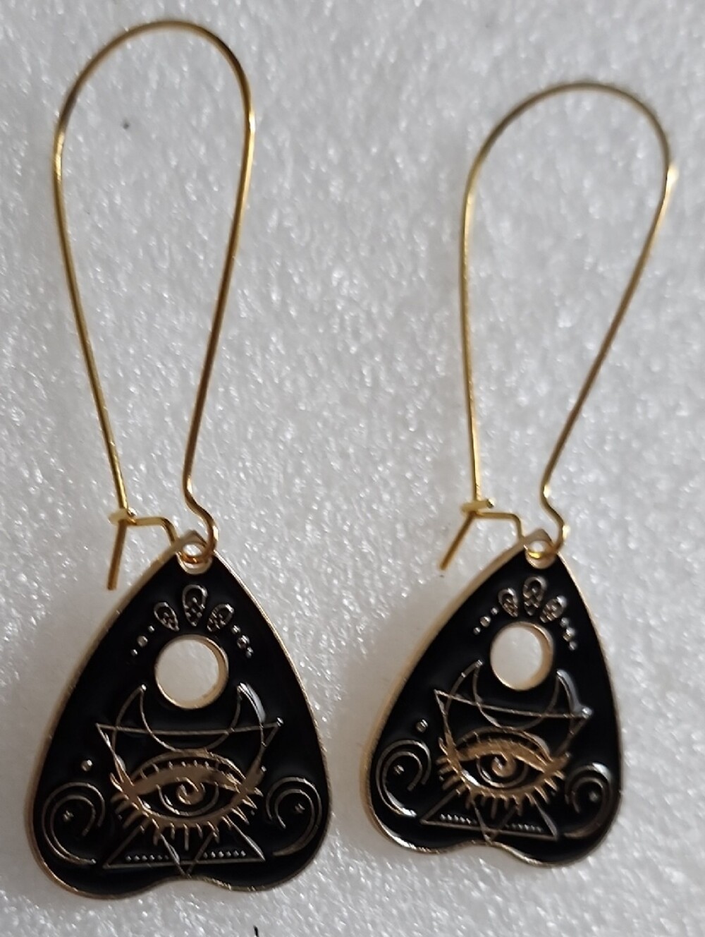Hand Crafted Black and Gold Mystical Eye Drop Earrings